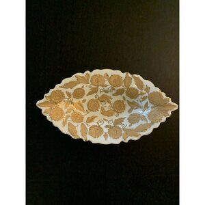 Gold Floral White Porcelain Candy/Nut Dish
